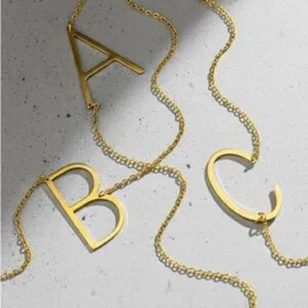 Large Gold Initial Necklace (9023)